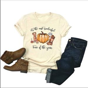 Yellow fall pumpkin and coffee holiday T-shirt SOLD